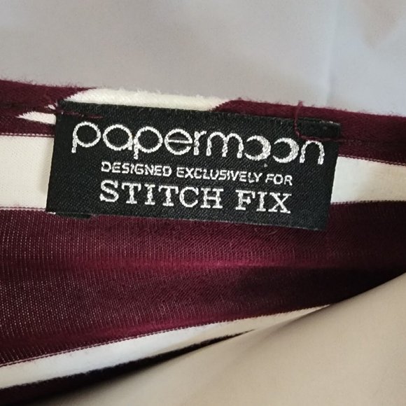 PAPERMOON Stitch Fix Purple White Striped Lace Detail Top Womens Size S Small - Picture 5 of 5